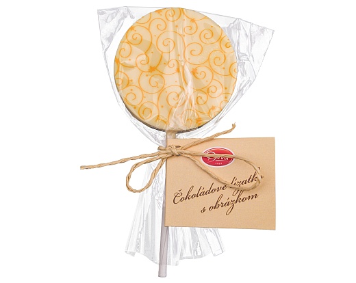 Čokoládové lízatko z bielej čokolády s ornamentom