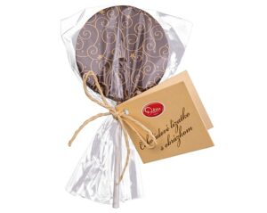 Čokoládové lízatko z horkej čokolády s ornamentom