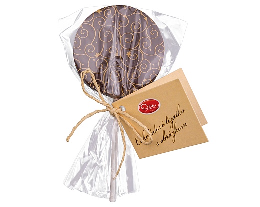 Čokoládové lízatko z horkej čokolády s ornamentom