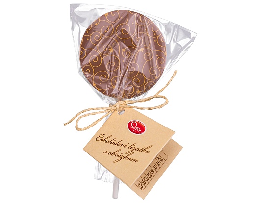 Čokoládové lízatko z mliečnej čokolády s ornamentom